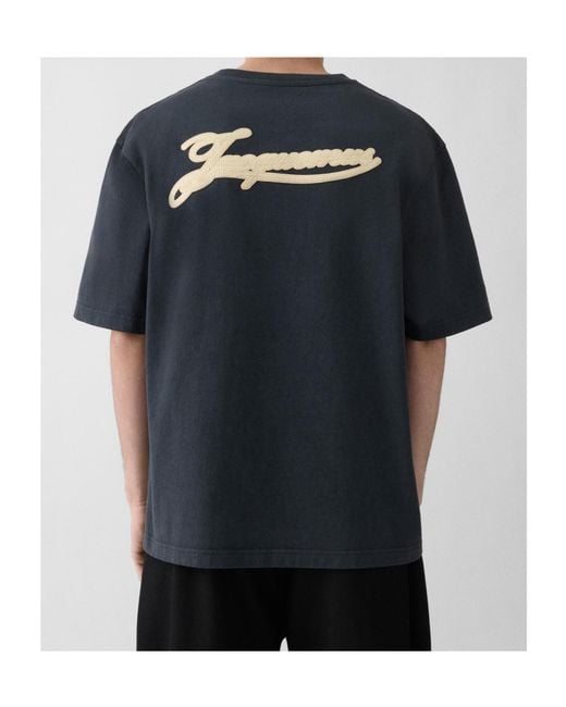 Jacquemus Blue Logo Cotton T-Shirt for men