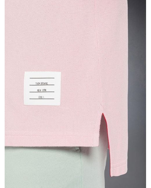Thom Browne Pink 4-Bar Stripe Long-Sleeved Polo Shirt for men