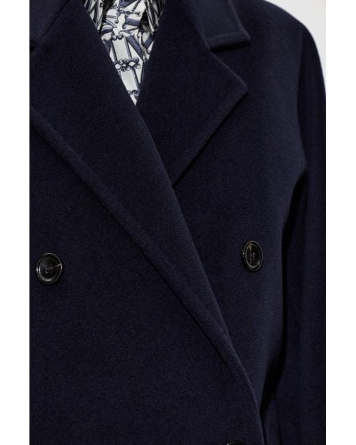 Max Mara Blue Rebus Double-Breasted Coat