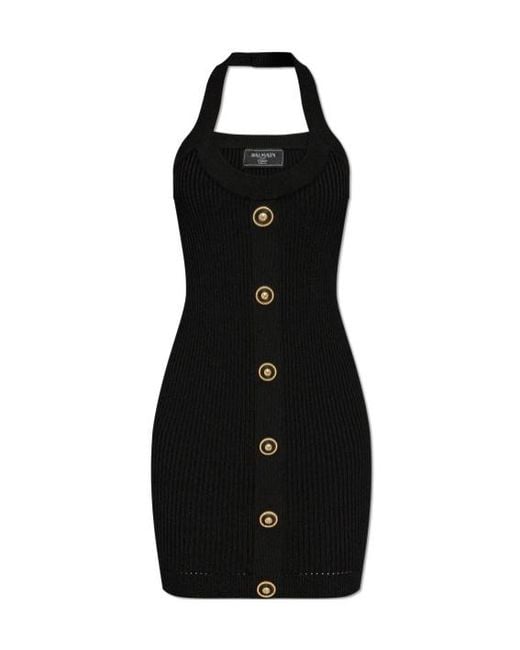 Balmain Black Knitted Dresses