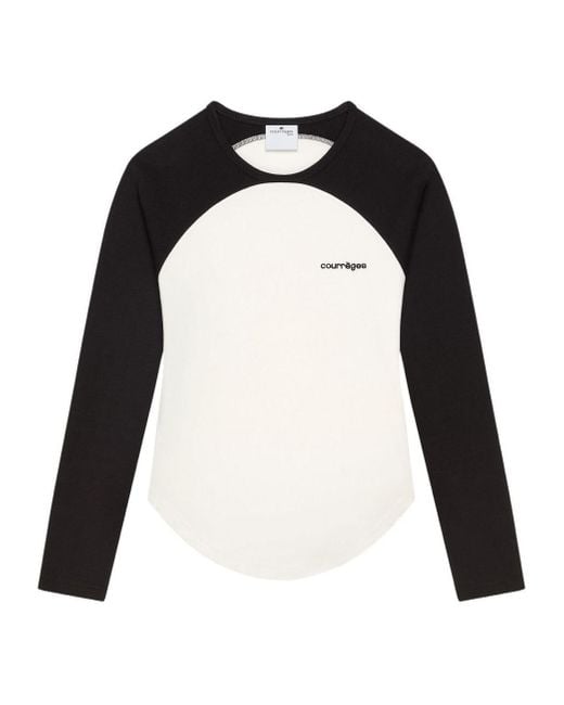 Courreges Black Courrèges Logo Embroidered Long-Sleeved T-Shirt