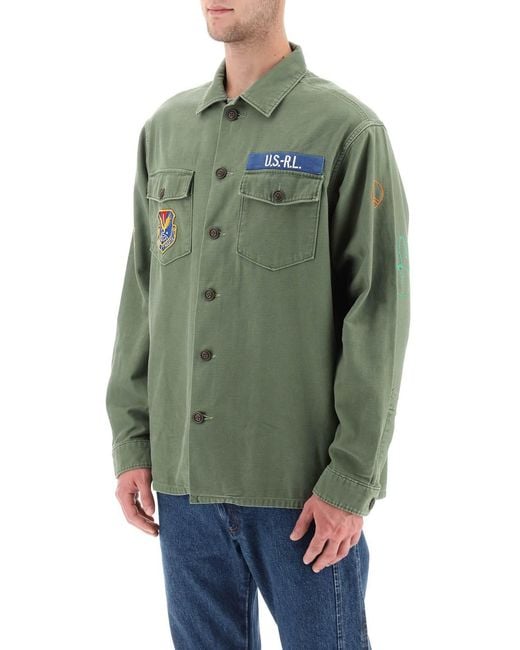 Polo Ralph Lauren Green Lapel Long-Sleeved Shirt for men
