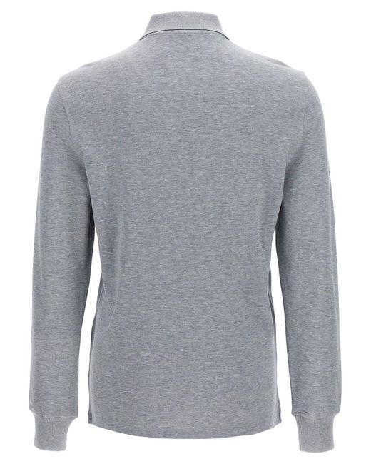 Brunello Cucinelli Gray Long Sleeved Buttoned Polo Shirt for men