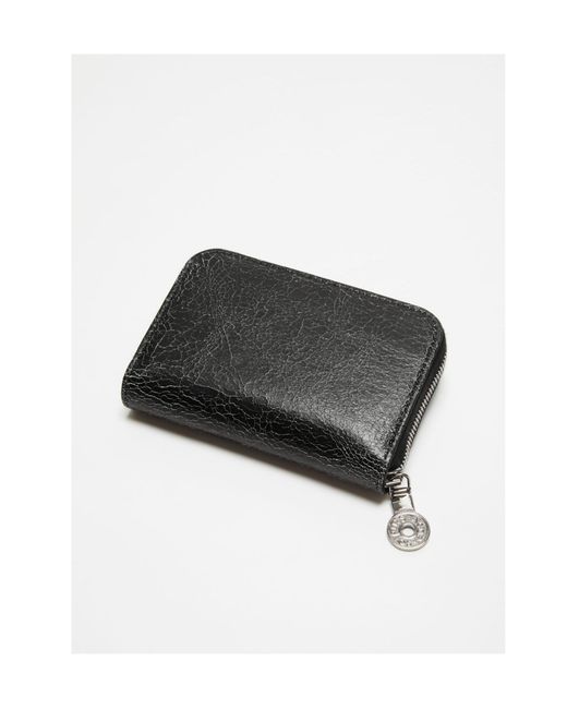 Acne Gray Logo-Patch Cracked Leather Wallet