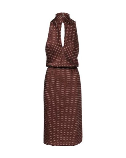 Posse Purple Phoebe Polka-Dot Halterneck Midi Dress