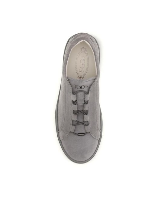 Tod's Gray Round Toe Low Top Sneakers for men