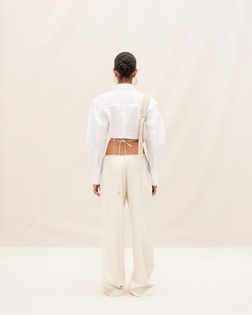 Jacquemus White Le Pantalon Mentalo Wide-Leg Trousers