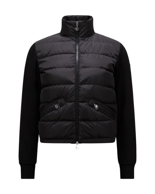 Moncler Panelled Zip-Up Puffer Jacket in Black | Lyst Moncler Panelled Zip-Up Puffer Jacket in Black | Lyst