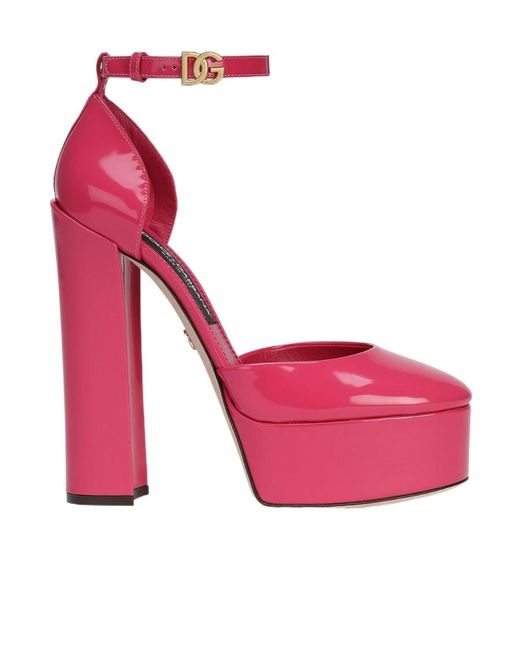 Dolce & Gabbana Pink Logo Platform Heels