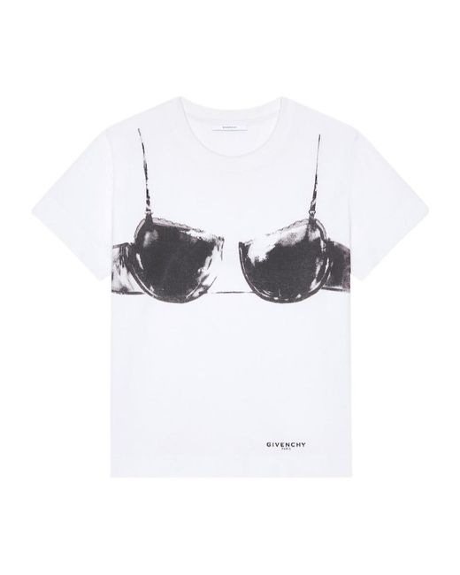 Givenchy White Cutaway Bra Printed Crewneck T-Shirt
