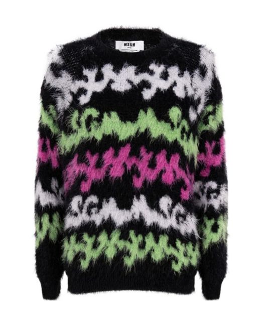 MSGM Black Logo-Print Jumper