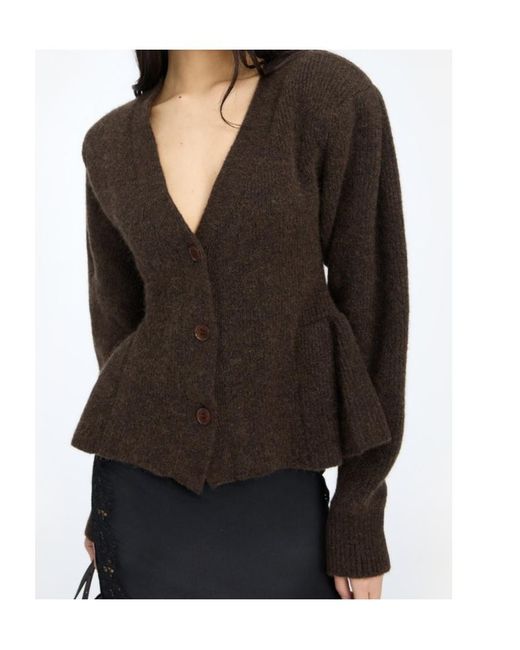 ROTATE BIRGER CHRISTENSEN Brown Alpaca Blend Cardigan