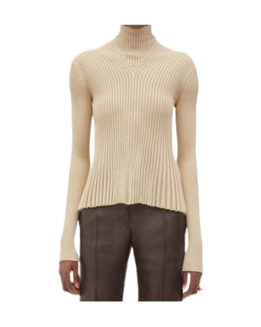Bottega Veneta Natural Lightweight Pleated Jumper
