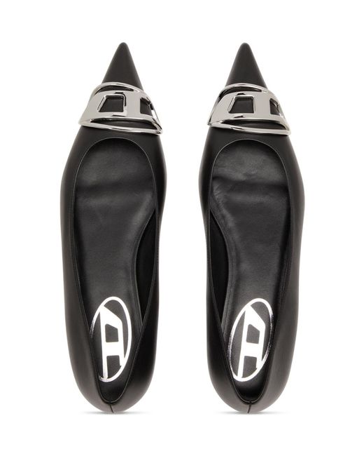 DIESEL Black D-Venus Leather Ballerina Shoes