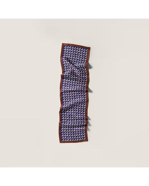 Miu Miu Blue Pattern-Printed Scarf