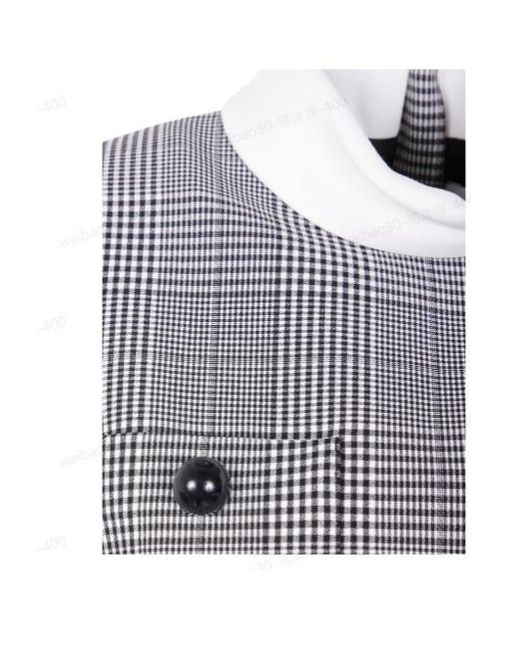 Self-Portrait Gray Checked Cropped Vest