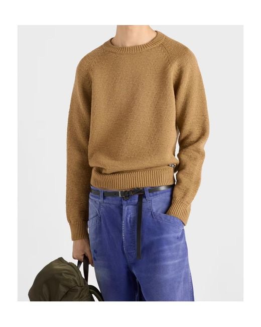 Prada Brown Long-Sleeved Crewneck Jumper for men