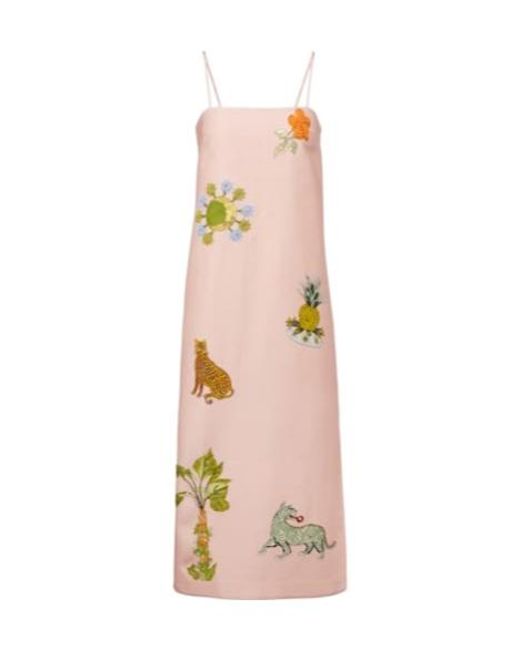 ALÉMAIS Pink Hazel Printed Linen-Blend Maxi Dress