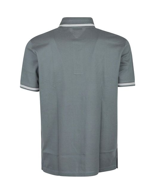 Emporio Armani Blue Piped Collar Piqué Polo Shirt for men