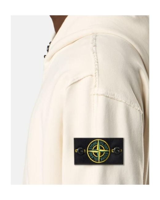 Stone Island Natural Oversized Fit Zip-Up Hooded Sweatshirt for men