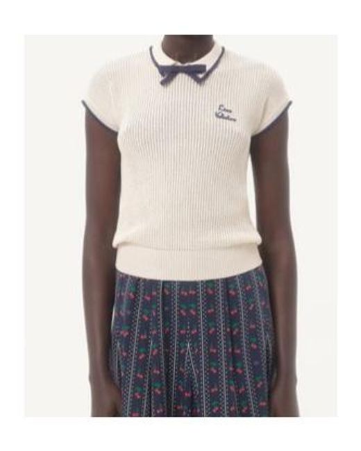 Valentino Natural Bow Detailed Short-Sleeved Jumper