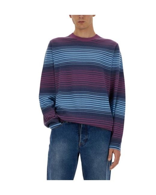 Paul Smith Blue Ps Paul Smith Striped Crewneck Jumper for men