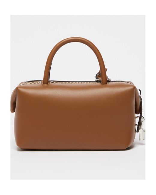Max Mara Brown Small Natural Leather Bowler Bag