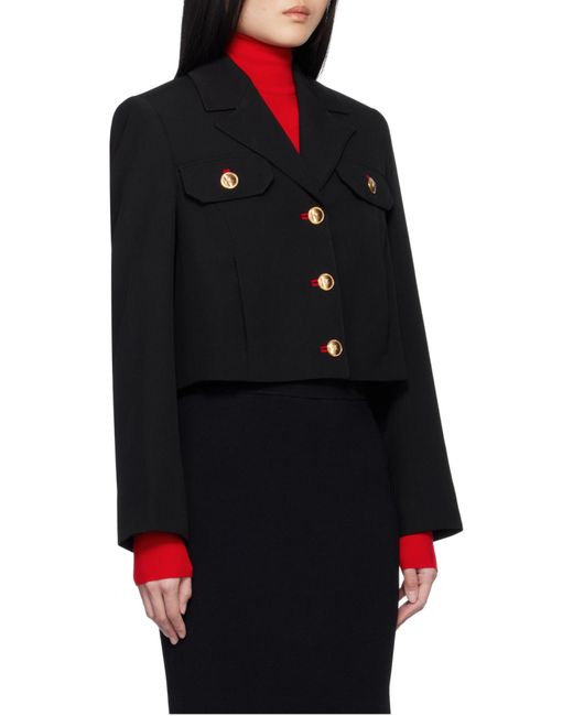 Versace Black Button-Up Cropped Blazer