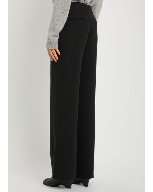 Reformation Black Vida Straight-Leg Crepe Trousers