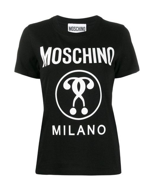 Moschino Black Double Question Mark Print T-Shirt