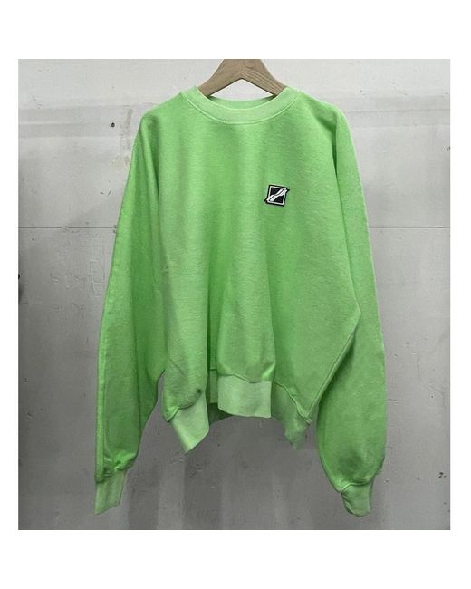 we11done Green Logo-Patch Logo-Print Relaxed Sweatshirt