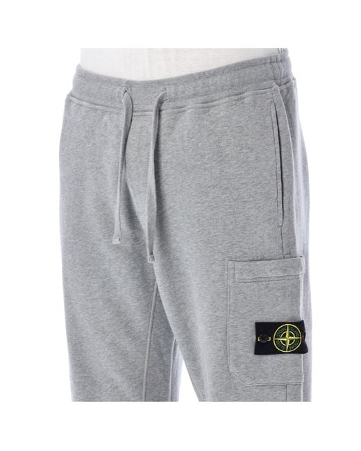 Stone Island Gray Logo Patch Drawstring Sweatpants for men