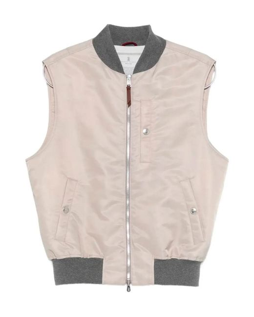 Brunello Cucinelli Natural Zip-Up Gilet for men