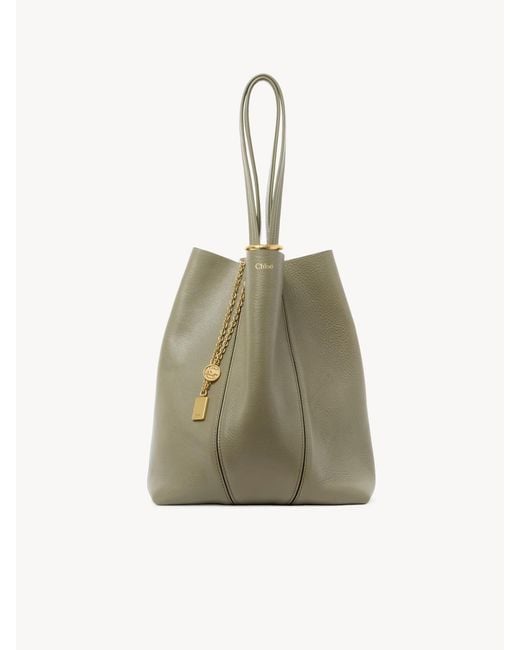 Chloé Green Chloé Spin Logo Detailed Medium Tote Bag