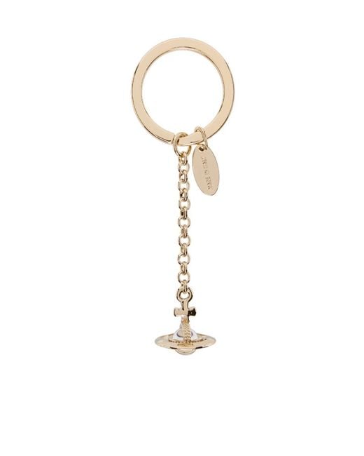 Vivienne Westwood White Hanging Ball Logo Key Chain for men