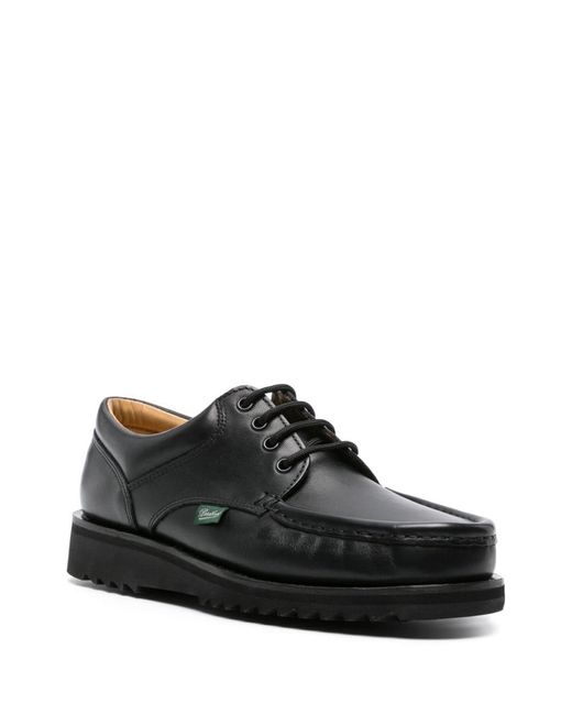 Paraboot Black Thiers Patent Leather Boat Shoes for men