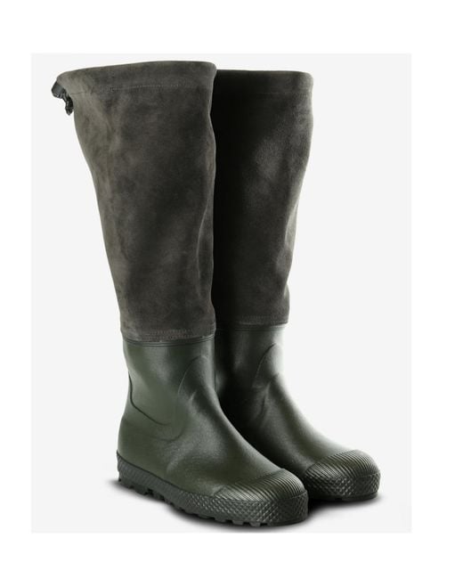 Rier Black Panelled Velour Rain Boots for men