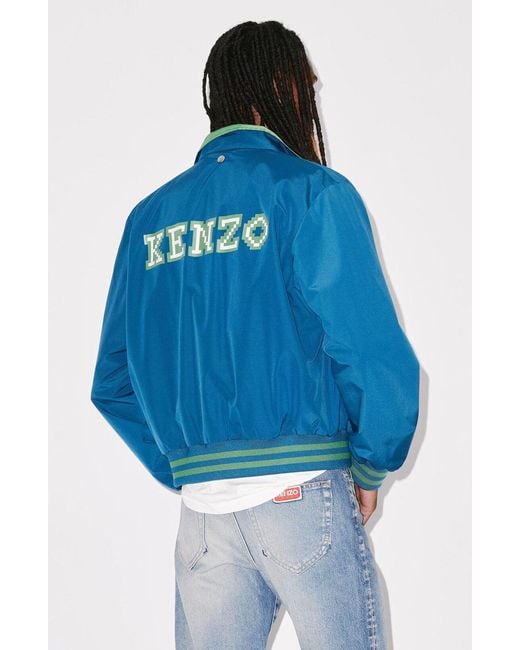 KENZO Blue Pixel Logo Zipped Jacket for men