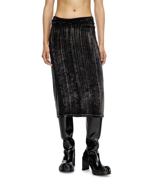 DIESEL Black High-Waisted Faded-Effect Pencil Skirt