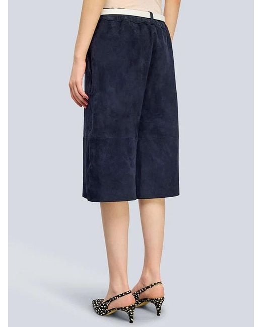 Semicouture Blue Straight-Leg Leather Shorts