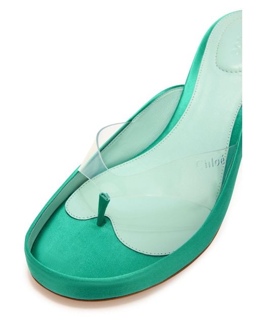 Chloé Green Round-Toe Stiletto Heel Sandals