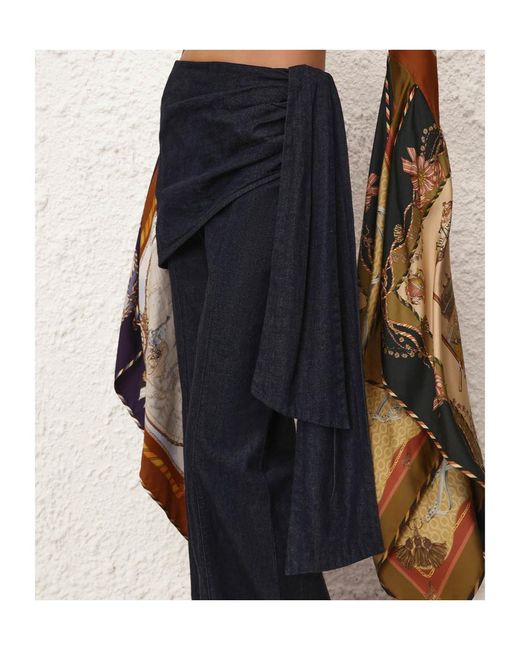 Zimmermann Blue Valiant Draped Denim Flare