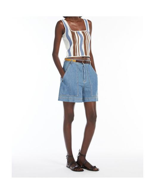 Weekend by Maxmara Blue Pilade All-Over Patterned Top