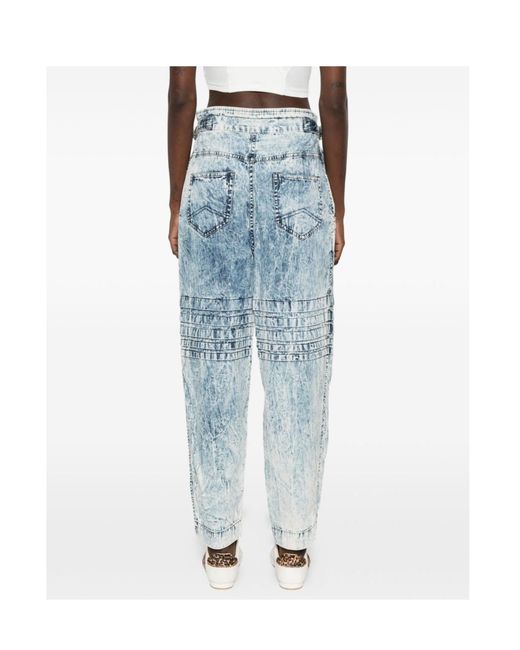 Isabel Marant Blue Elasticated-Waistband Tapered Jeans
