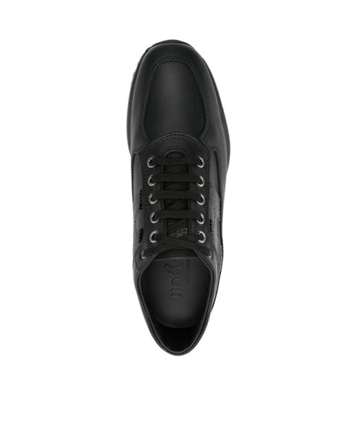Hogan Black Interactive Sequin-Panel Lace-Up Trainers