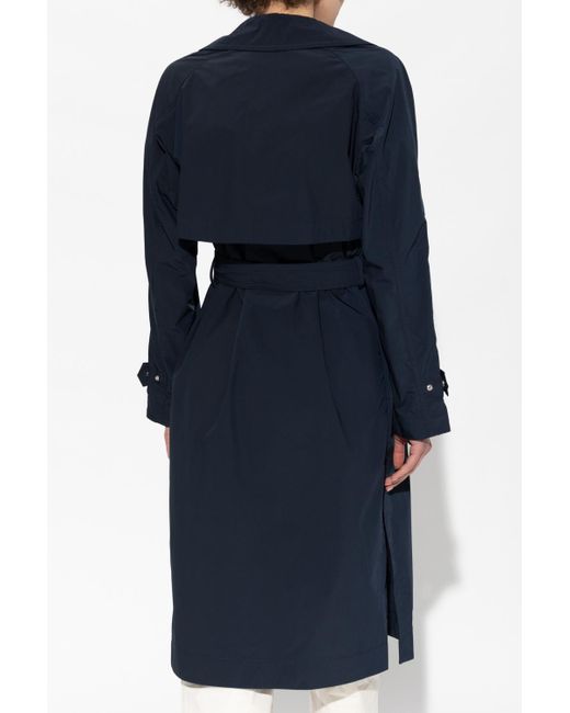 Woolrich Blue Logo-Patch Trench Coat