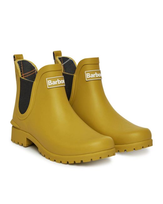 Barbour Yellow Round-Toe Ankle Boots