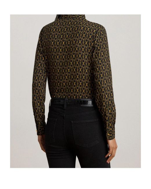 Ralph Lauren Brown Real Leather Long-Sleeve Blouse