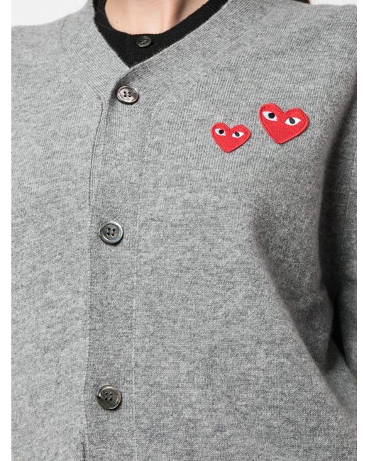 COMME DES GARÇONS PLAY Gray Button Wool Cardigan for men