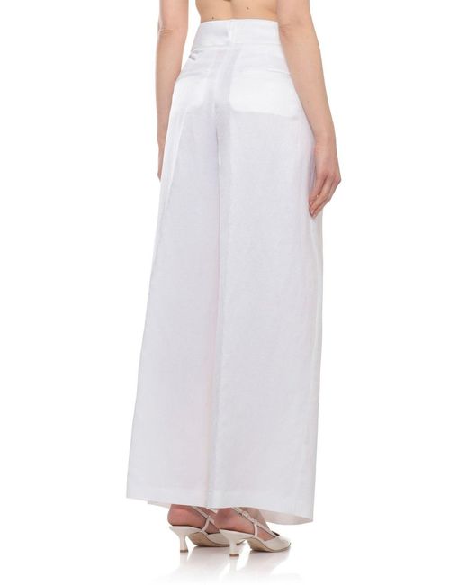 Peserico White Pleated Wide-Leg Pants